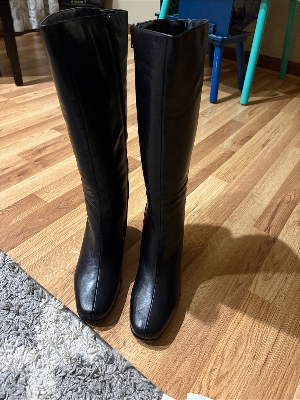 David Tate Black Over-the-Knee Leather Boots